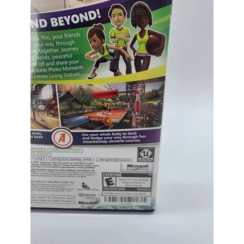 Kinect Adventures Microsoft Xbox 360 Game J7D-00001 Purple Case NTSC